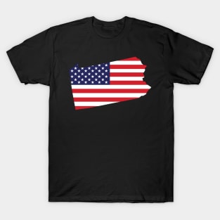 Pennsylvania State Shape Flag Background T-Shirt